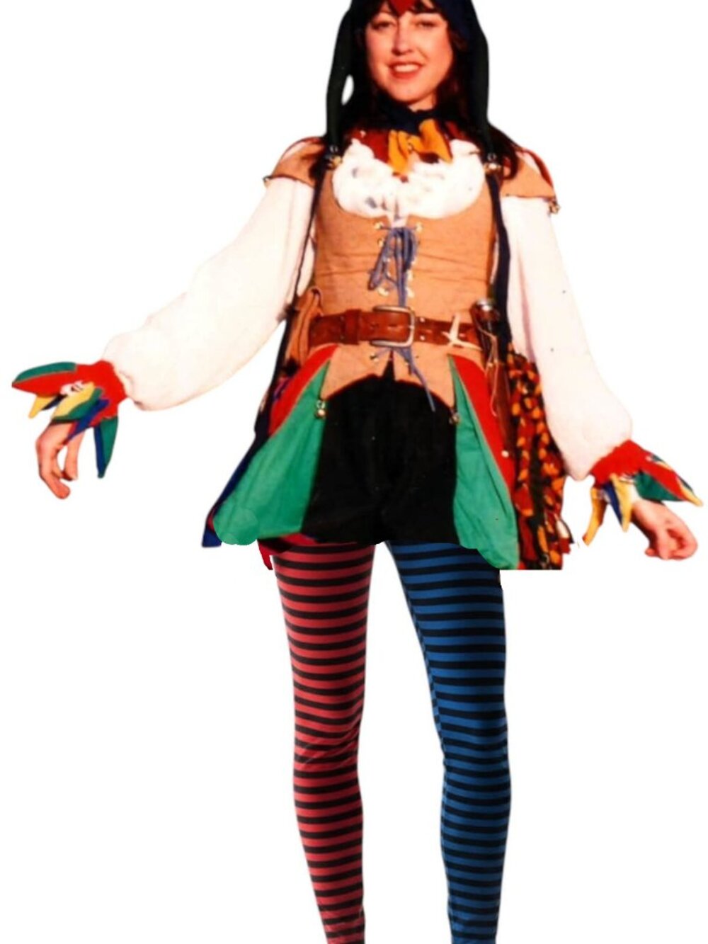 Jester Fool Leggings Cotton Red and Blue Stripe